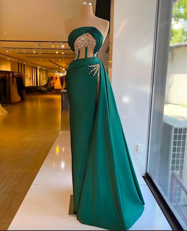 Vestidos De Gala Lace Applique Green Prom Dresses Long Strapless Mermaid Elegant Prom Gown Abendkleider 2024 Women Fashion 2023 Formal Dresses