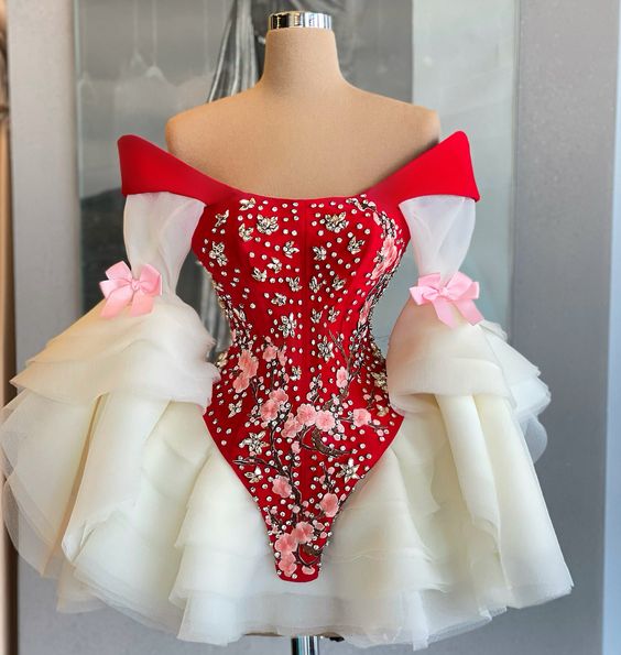 Fashion Prom Dresses For Women 3d Flowers Tulle Elegant Prom Gown Short Robes De Soirée Custom Make Dresses