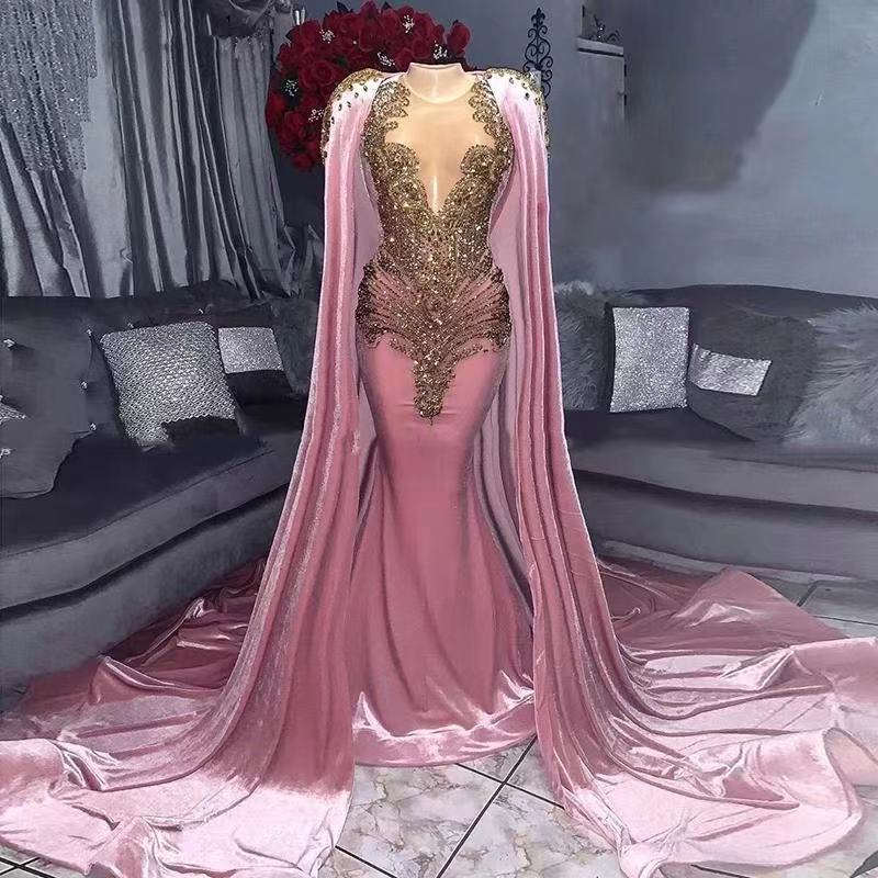 Luxury Muslim Prom Dresses Rose Pink Beaded Applique Dubai Fashion Caftan Elegant Prom Gown Robe De Soiree Femme Vestidos De Fiesta
