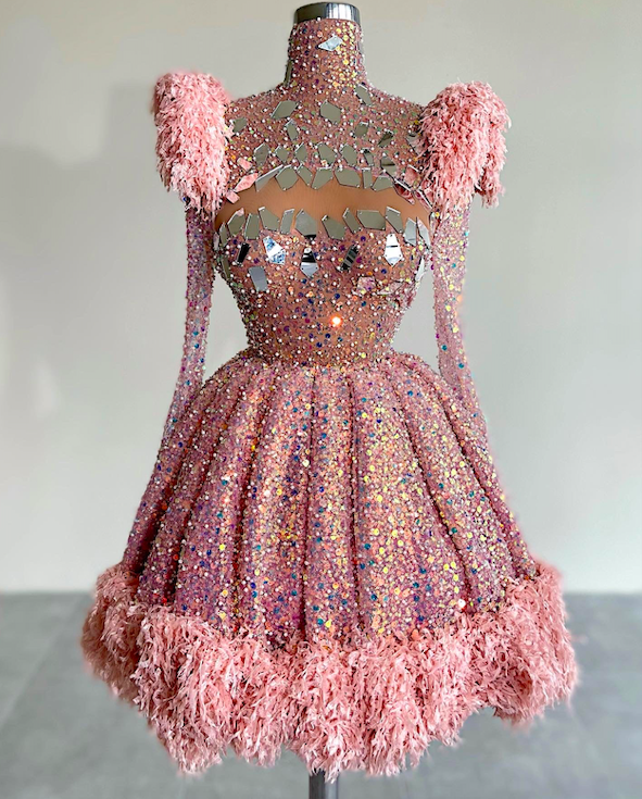 pink sparkly prom dresses short high neck feather homecoming dresses cocktail dress robe de soiree formal occasion dresses
