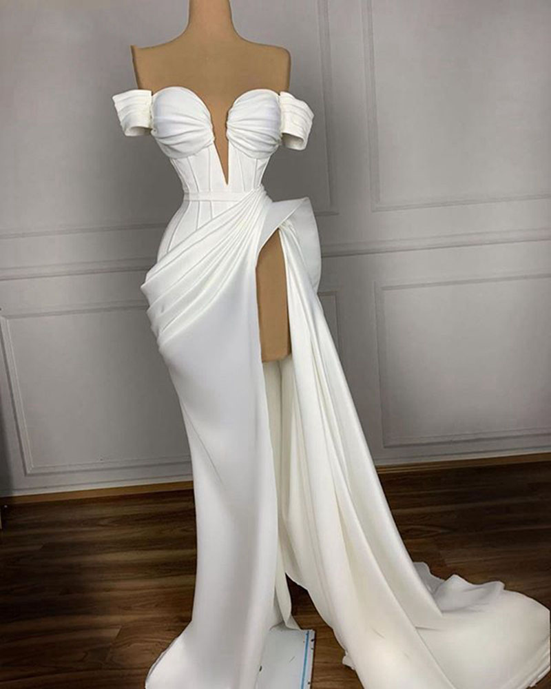 Vestidos De Novia Mermaid Elegant Wedding Dresses For Women Off The Shoulder Simple Beach White Bridal Dresses Robe De Mariee
