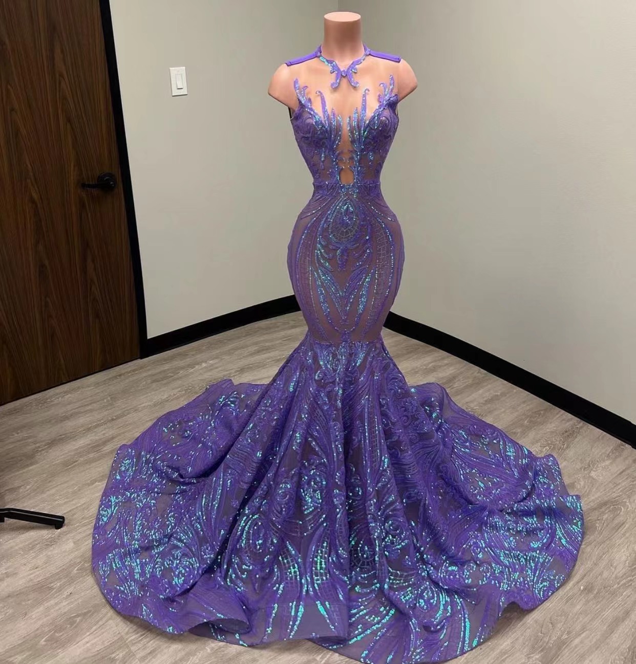 Purple Glitter Evening Dresses For Women 2024 Fashion Mermaid Sparkly Applique Elegant Modest Formal Occasion Dresses Prom Dresses 2025 Luxury