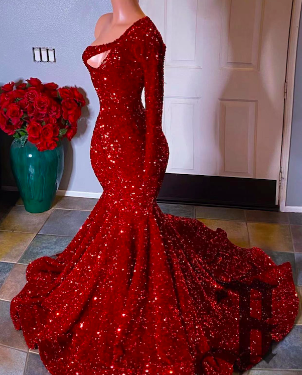 Sparkly Burgundy Prom Dresses, Vestidos De Fiesta Elegantes Para Mujer 2024, Sequin Glitter Mermaid One Shoulder Prom Gown, Vestido De Fiesta De