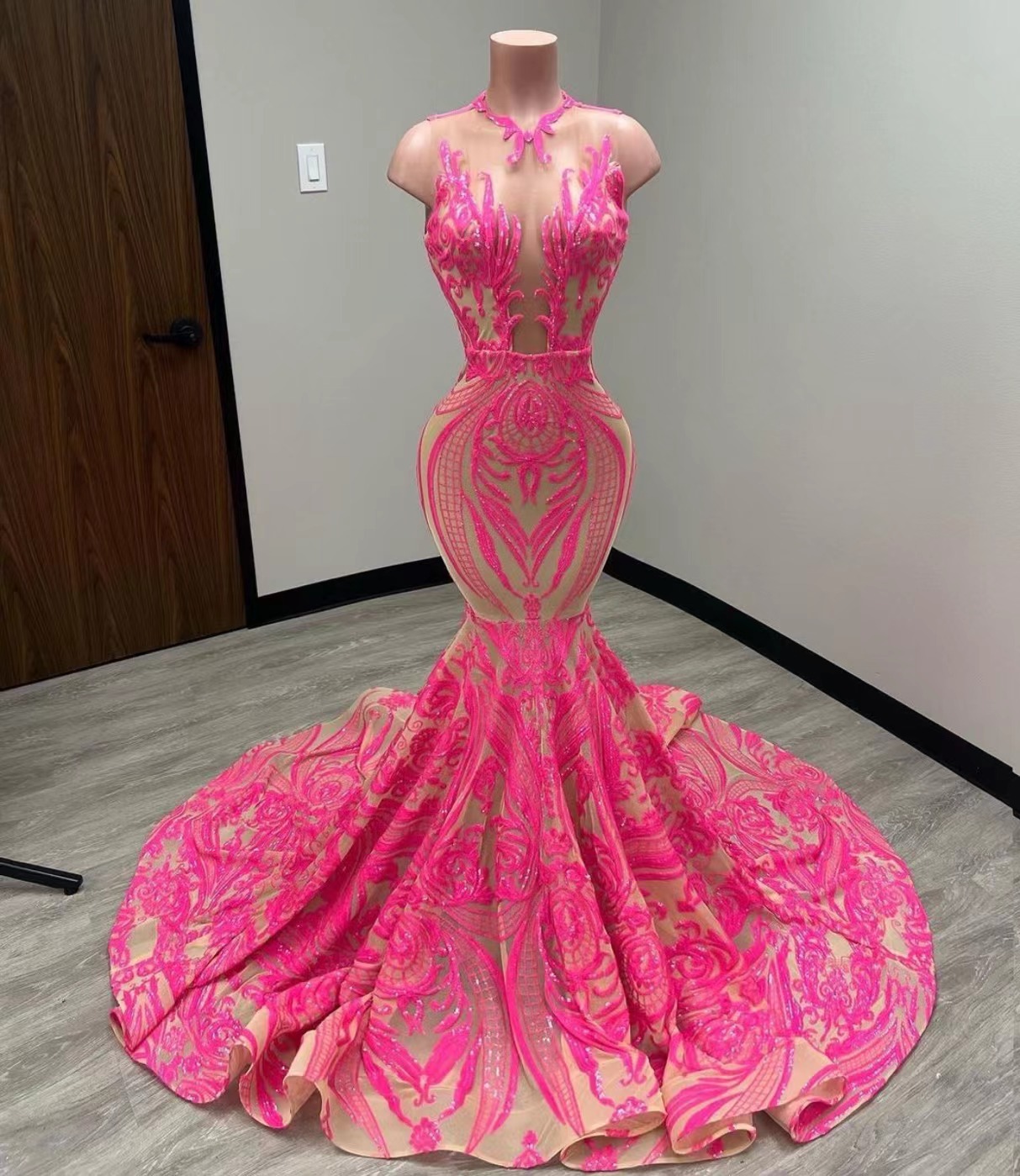 Pink Sparkly Applique Prom Dresses For Black Girls 2024 Long Mermaid Elegant Sleeveless Modest Formal Party Dresses Vestidos De Fiesta