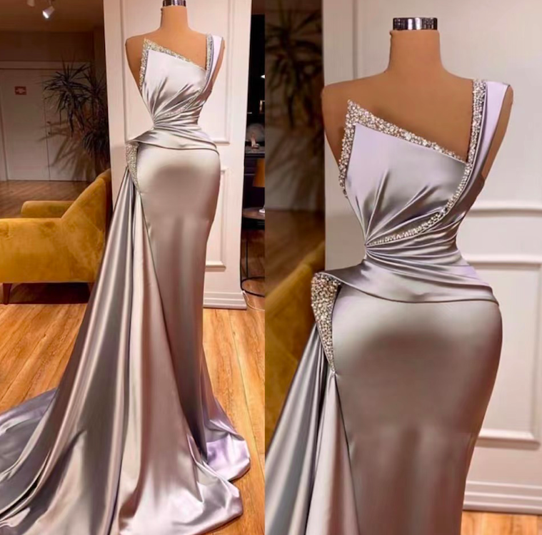 Vestidos De Graduación One Shoulder Beaded Prom Dresses 2024 Elegant Vintage Silver Custom Make Prom Gown Robes Desoirée 2025 Vestido De