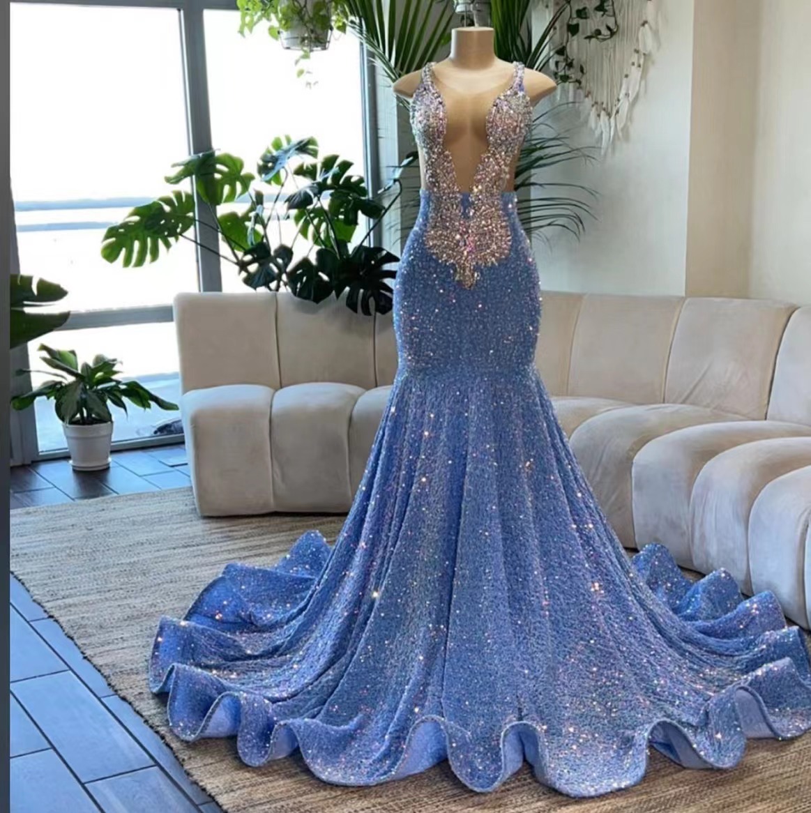 Glitter Sparkly Prom Dresses 2024 Plus Size Crystals Beaded Mermaid Luxury Prom Gown Vestidos De Oocasión Formales 2025 Formal Occasion Dresses