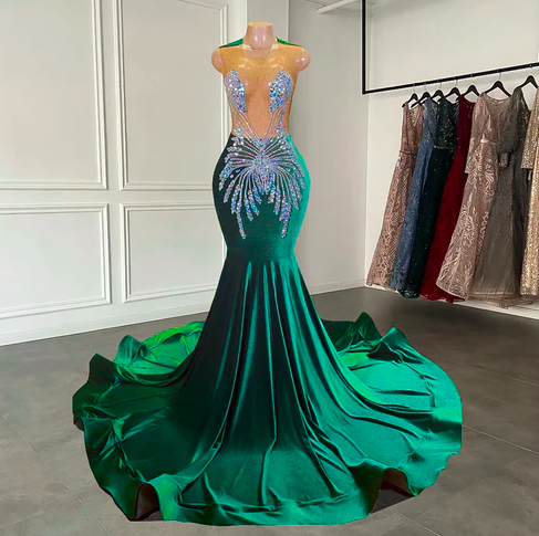 Vestidos De Fiesta Elegantes Para Mujer 2024 Modest Beaded Prom Dresses For Women Fashion Green Luxury Elegant Prom Gown Formal Wear 2025