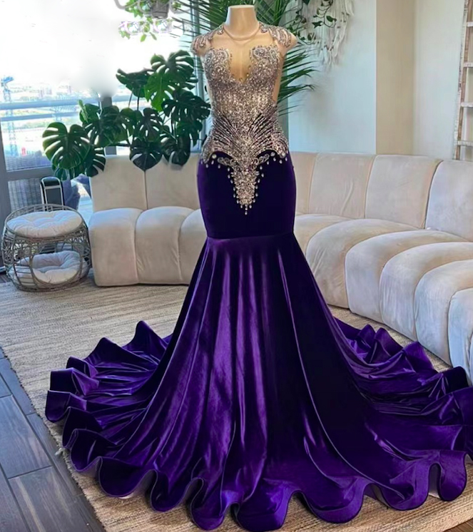 Purple Mermaid Dark Purple Evening Gown 2023 With Lace And Elegant