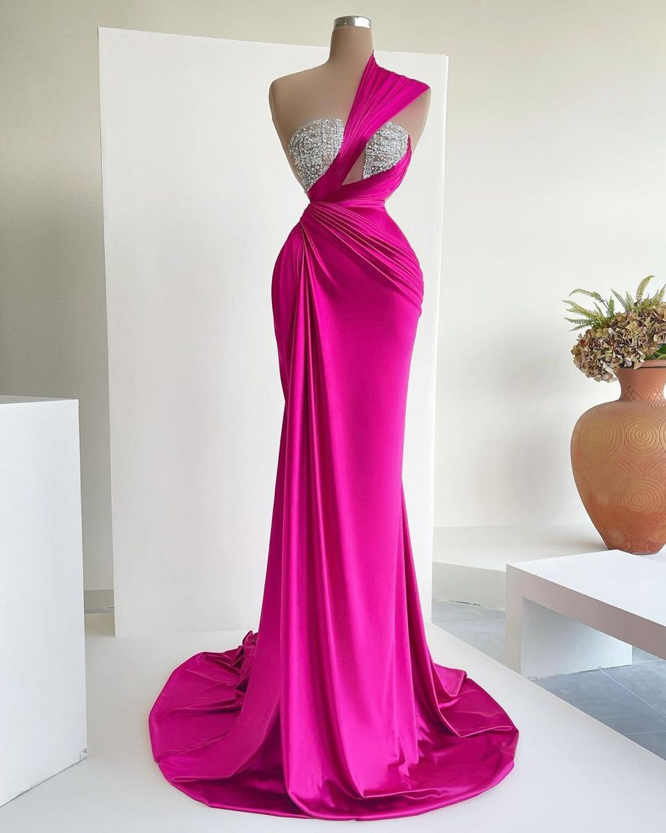 Pink Prom Dresses 2024 Vestidos De Fiesta Mermaid One Shoulder Simple Elegant Evening Gown 2023 Birthday Party Dresses Robe Femme Soirée