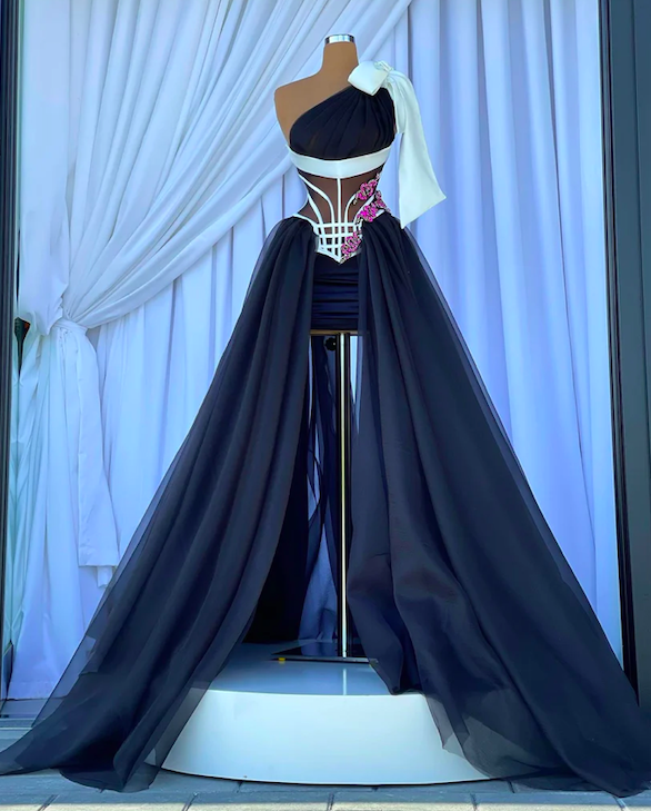 One Shoulder Black Prom Dresses 2024 Tulle A Line Beaded Elegant Prom Gown 2023 Vestidos De Graduacion Arabia Vestidos Para Mujer 2025