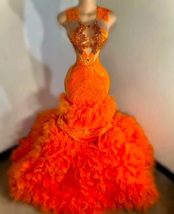 Orange Sparkly Prom Dresses 2024 Vestidos De Gala Sequin Applique Tulle Elegant Sleeveless Evening Gown Gala Dress 2023 Formal Occasion Dresses