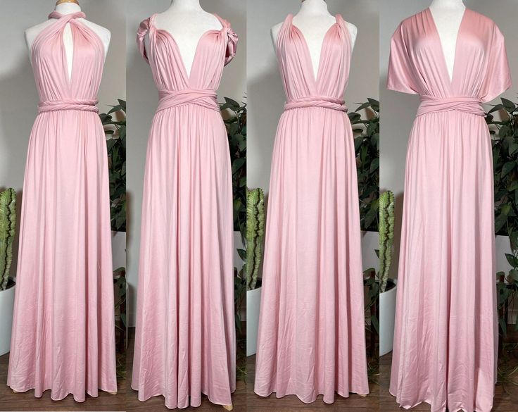 Bridesmaid Dresses For Weddings 2024 A Line Convertible Multiwrapped Infinite Pink Wedding Party Dresses 2025 Vestidos De Novia
