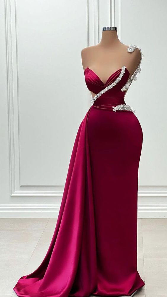 Burgundy Prom Dresses For Women Simple Pleated Beaded Elegant Evening Dresses 2024 Abendkleider Dubai Fashion Birthday Party Dresses 2025 Formal