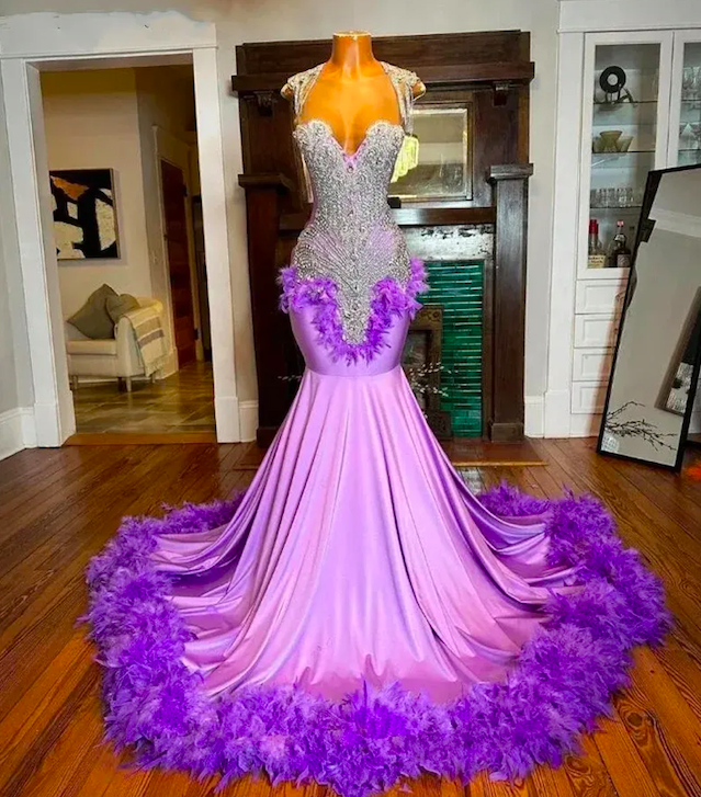 open lace back dress 2025 Lilac Lace Prom Dresses A Line Long Formal Dress with Appliques Custom Color / US14 main image 0