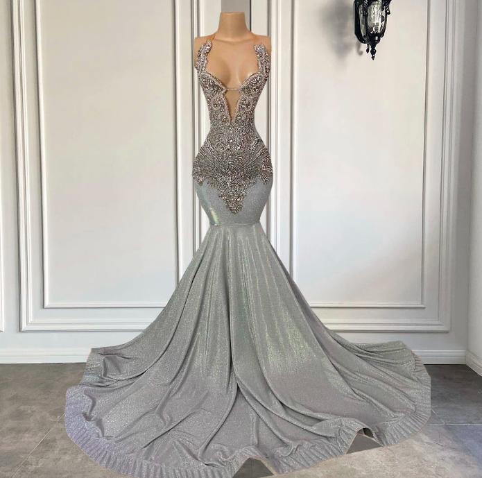 Rhinestones Luxury Prom Dresses 2024 Diamonds Shinny Formal Occasion Dresses 2025 Mermaid Elegant Sparkly Crystals Evening Gown For Black Girls