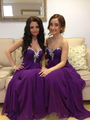 Rhinestone Sparkly Purple Bridesmaid Dress Wedding Party Rhinestone Sparkly Purple Bridesmaid Dress Wedding Party Long Chiffon Custom Elegant Dresses