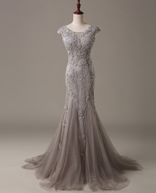 Modest Evening Dresses Abendkleider Elegant Lace Applique Beaded Custom Make Prom Dresses Robe De Soiree 