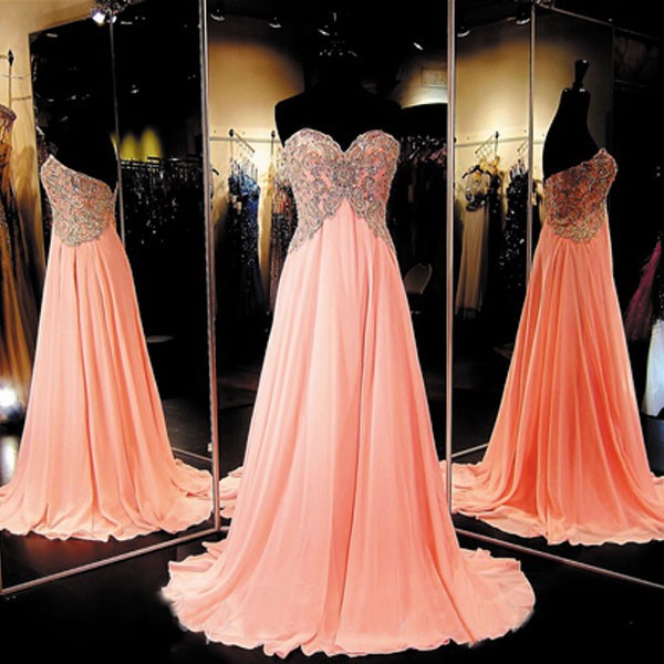 Robe De Bal Chiffon Prom Dresses 2023 Coral Sweetheart Neck A Line Beaded Lace Applique Simple Prom Gown 2024 Vestidos De Gala
