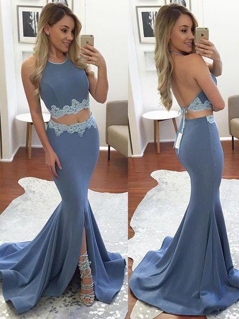 dusty blue mermaid dress