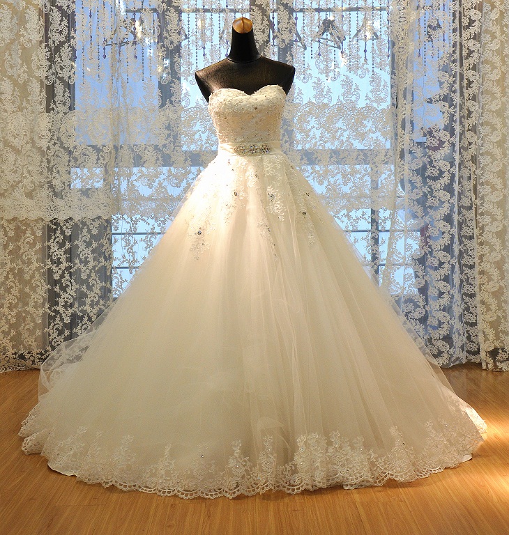 Vestido De Novia Lace Aplique Wedding Dresses For Women Beaded Princess Off White Sweetheart Neck Luxury Wedding Gown