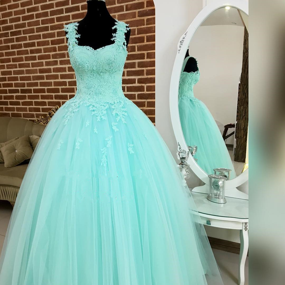 pageant dresses for women sweet 16 dresses turquoise blue lace prom dresses ball gown tulle elegant prom gown robes de cocktail 