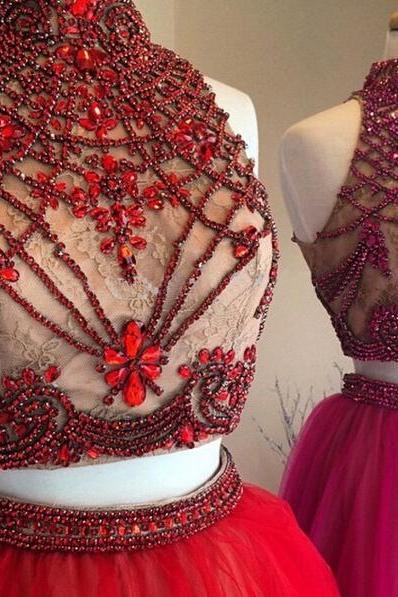 2 piece prom dresses 2022 tulle lace applique beaded a line elegant cheap prom gown 2023 robes de cocktail