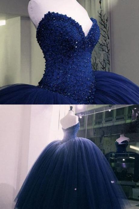 navy blue ball gown wedding dresses for bride crystals beaded elegant princess wedding ball gown vestido de novia