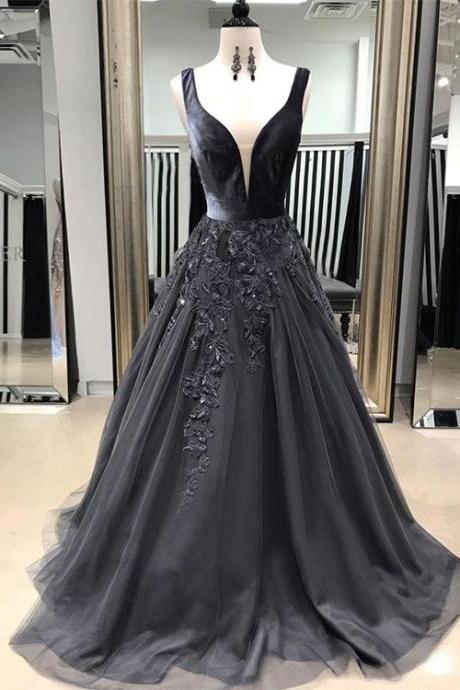 vintage prom dresses long lace applique satin beaded black elegant prom gown robe de soriee 2020