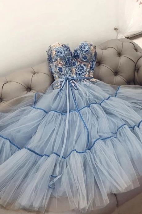 blue prom dresses 2022 long sweetheart neck floral beaded elegant tulle a line prom gown vestido de longo 2023