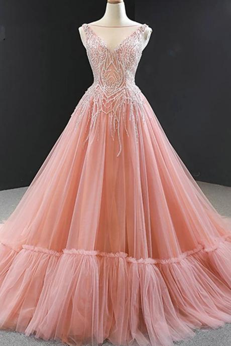beaded prom dresses ball gown 2023 real photo pink elegant luxury prom gown 2022 vestido de fiesta