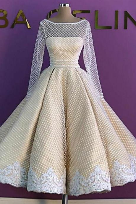 ball gown prom dresses champagne lace applique tulle elegant long sleeve luxury prom gown vestido de graduacion