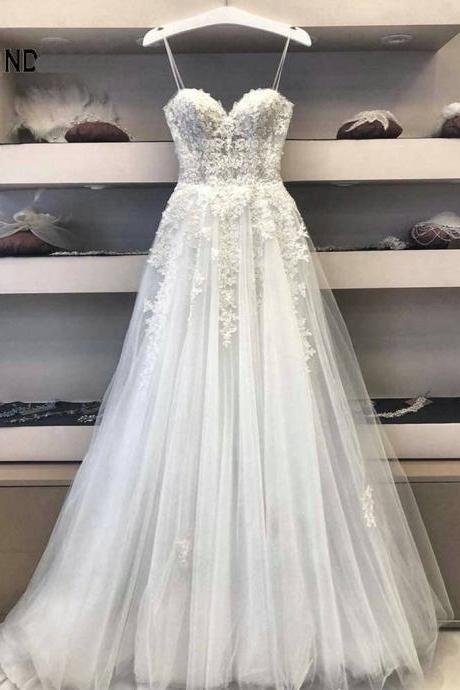 white wedding dresses 2021 vestido de novia spaghetti straps a line cheap bridal dresses robe de marriage 