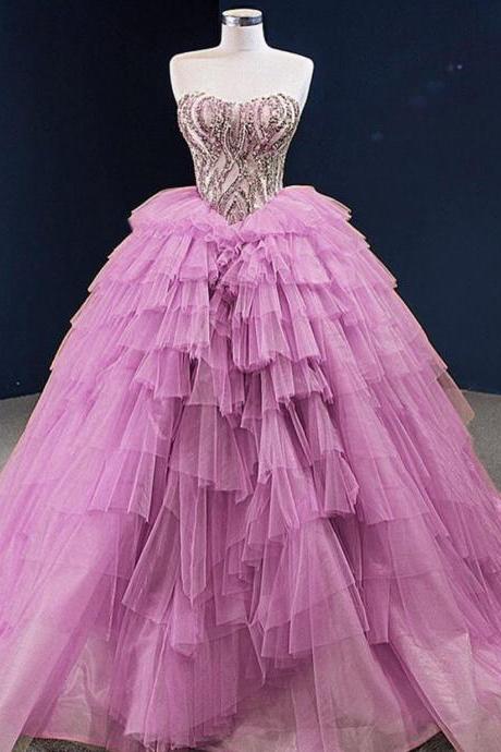 sweet 18 dresses pink ball gown prom dresses 2021 beaded applique lace applique elegant prom gowns vestido de graduacion 