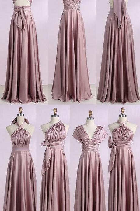 convertible bridesmaid dresses long rose pink elegant infinite cheap custom wedding party dresses 2021 vestido de noiva 