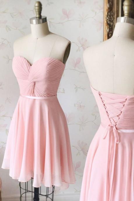 short bridesmaid dresses 2022 pink chiffon a line knee length cheap custom wedding guest dresses vestido de noiva 2023
