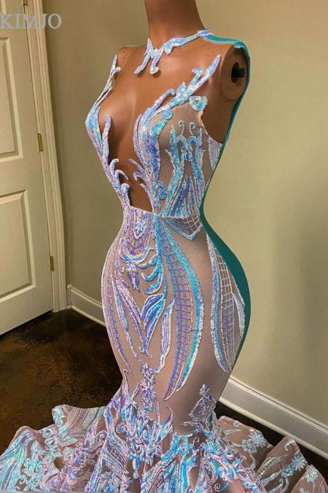 sparkly evening dresses 2021 colorful mermaid modest luxury african evening gown vestido de fiesta 2022