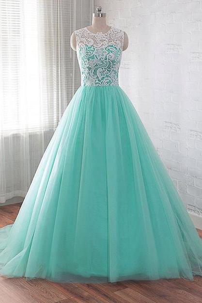Lace Prom Dresses A-line Tulle Mint Green Simple Elegant Prom Gown 2024 Vestido De Graduacion 2023
