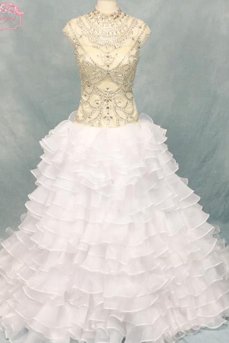 boho wedding dresses 2021 tiered crystal beaded princess elegant luxury wedding gown 2022 robe de mariee 