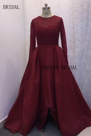 burgundy prom dresses with removable skirt satin lace applique elegant prom gown vestido de longo