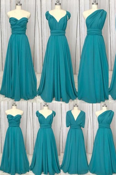 Infinite Bridesmaid Dresses Long Chiffon A Line Custom Turquoise Blue Wedding Party Dress Robe De Mariee