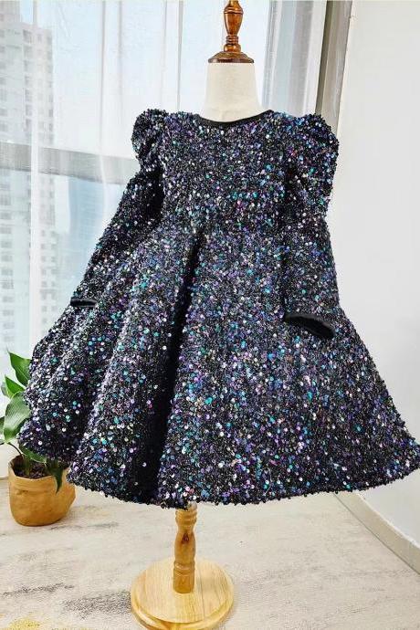 sparkly toddle little girl dress cute vintage black cheap kids flower girl dresses for little girl short