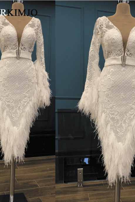 feather white evening dresses ankle length v neck lace applique elegant mermaid evening gown party dresses women evening