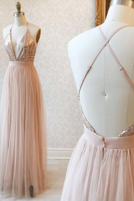 Pink Sparkly Bridesmaid Dresses Long Halter Tulle Sexy Wedding Guest Dresses Vestidos De Fiesta