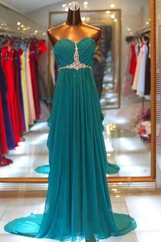 robe de soirée femme green chiffon prom dresses long ruffle beaded chiffon cheap prom gown vestidos elegantes para mujer