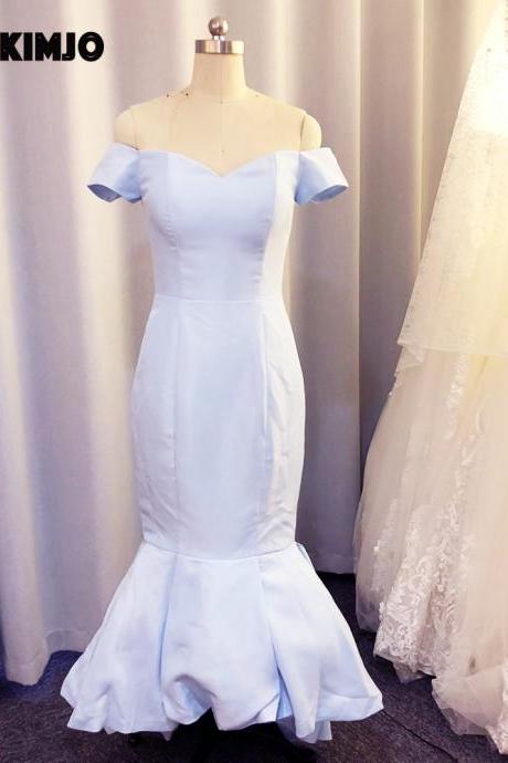 blue bridesmaid dresses long off the shoulder satin simple elegant cheap wedding party dresses robe demoiselle d honneur femme