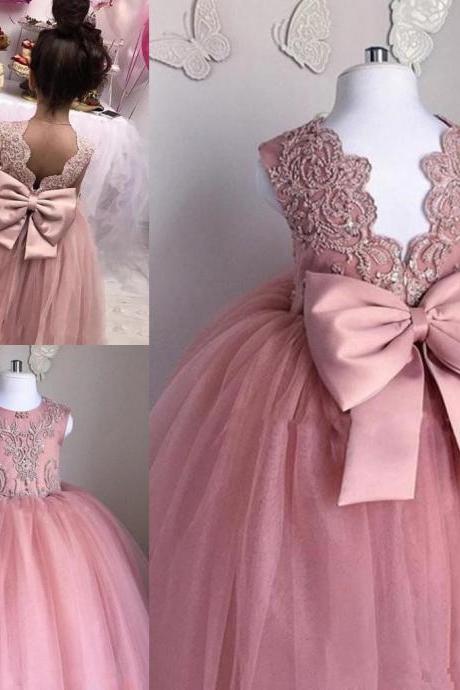 robe fille enfant rose pink baby girl dresses lace applique tulle princess flower girl dresses pageant little girl dresses tutu dress