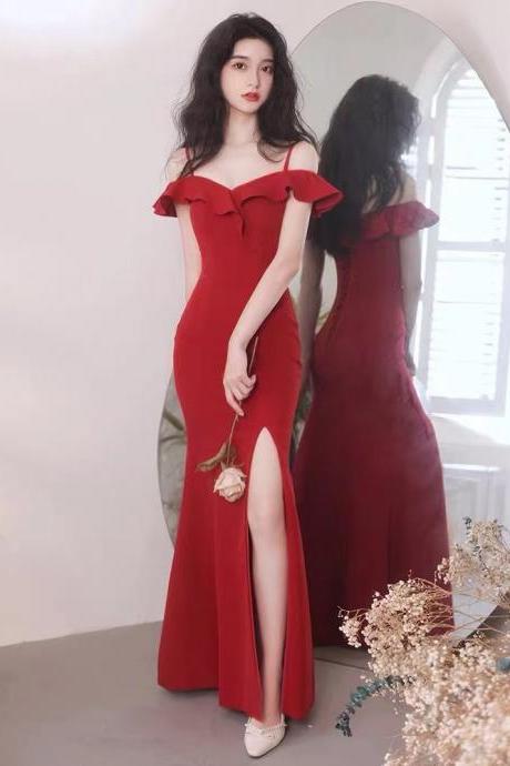 vestidos de fiesta para bodas red formal dresses for women 2022 simple off the shoulder cheap sexy evening dresses 2023 custom make fashion dresses