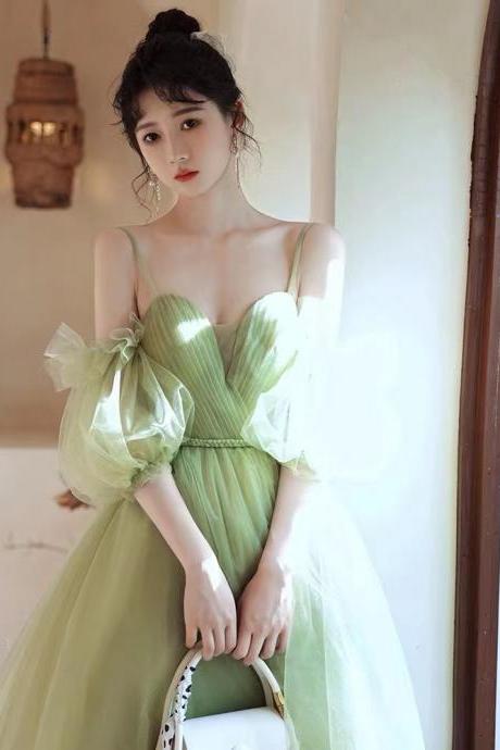 vestidos de gala green tulle prom dresses short homecoming dresses robes de cocktail a line cheap simple prom gown for women bridesmaid dresses