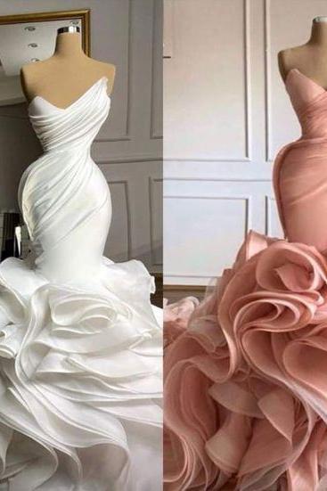 robe de mariée mermaid wedding dresses for women tulle elegant modest simple ruffled tiered wedding gown boho vestidos de novia 