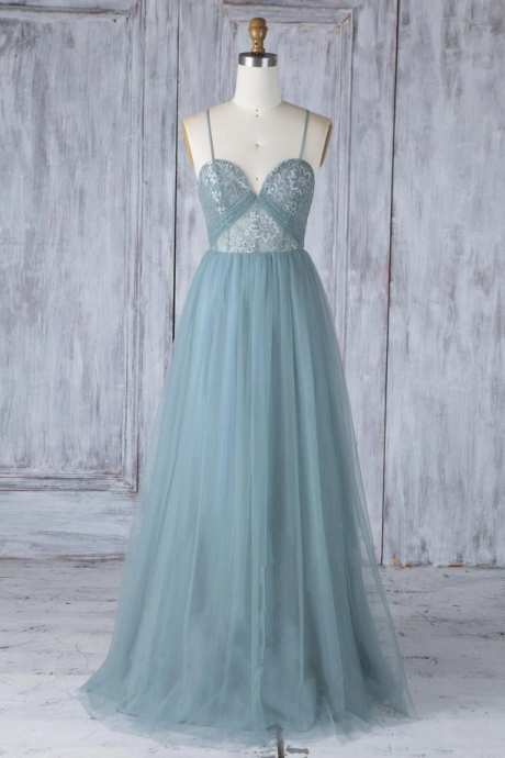 sage green bridesmaid dresses long lace applique a line spaghetti straps wedding party dresses robe de mariage 
